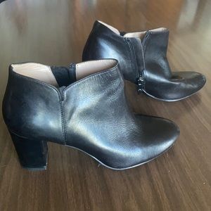 H by Halston Black Leather Ankle Booties with Heel